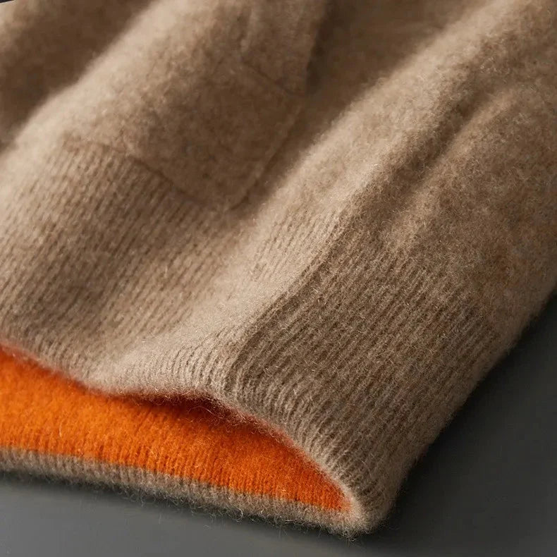 Veste-sweat à capuche zippée en maille de laine réversible pour homme
