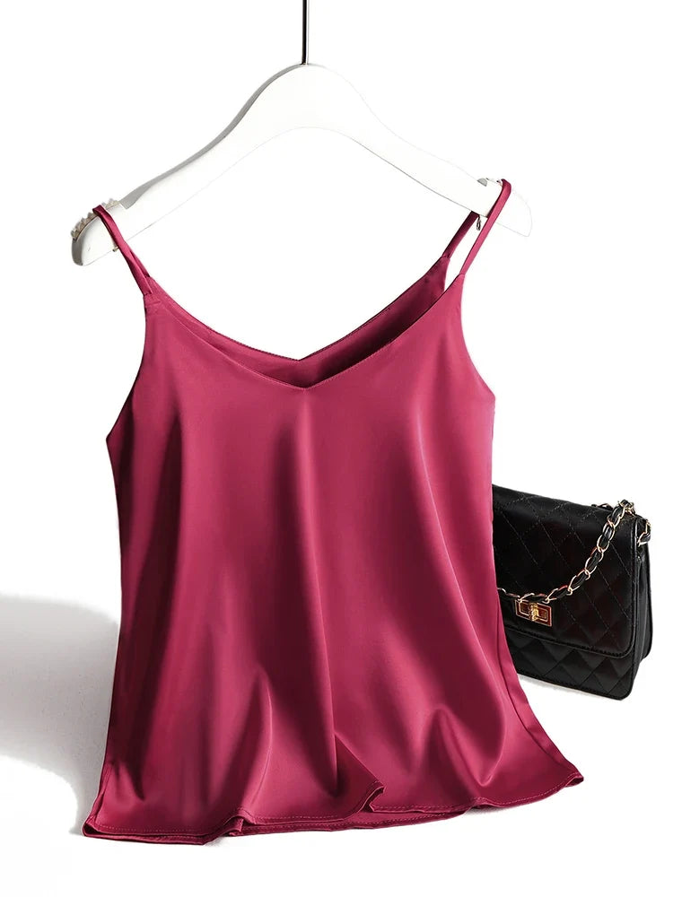 Women's Silk Camisole Sleeveless V-Neck Tank Top