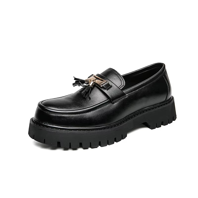 Women's Chunky Platform Leather Loafers Slip On Dress Shoes