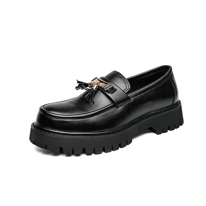 Women's Chunky Platform Leather Loafers Slip On Dress Shoes