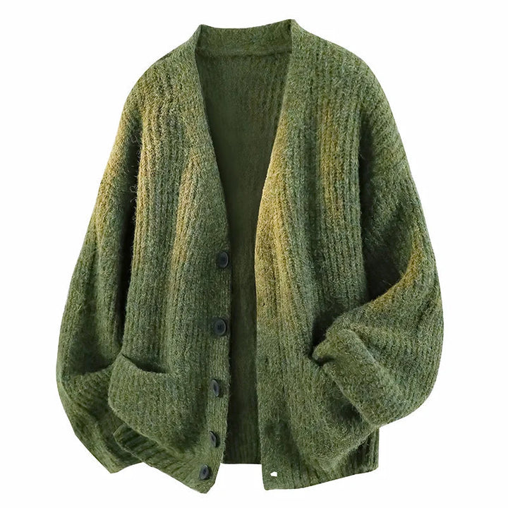 Pánský oversized vlněný pletený kardigan