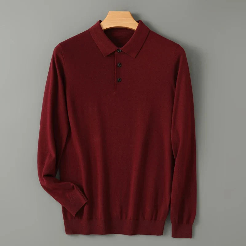 Pull polo en maille à manches longues pour homme