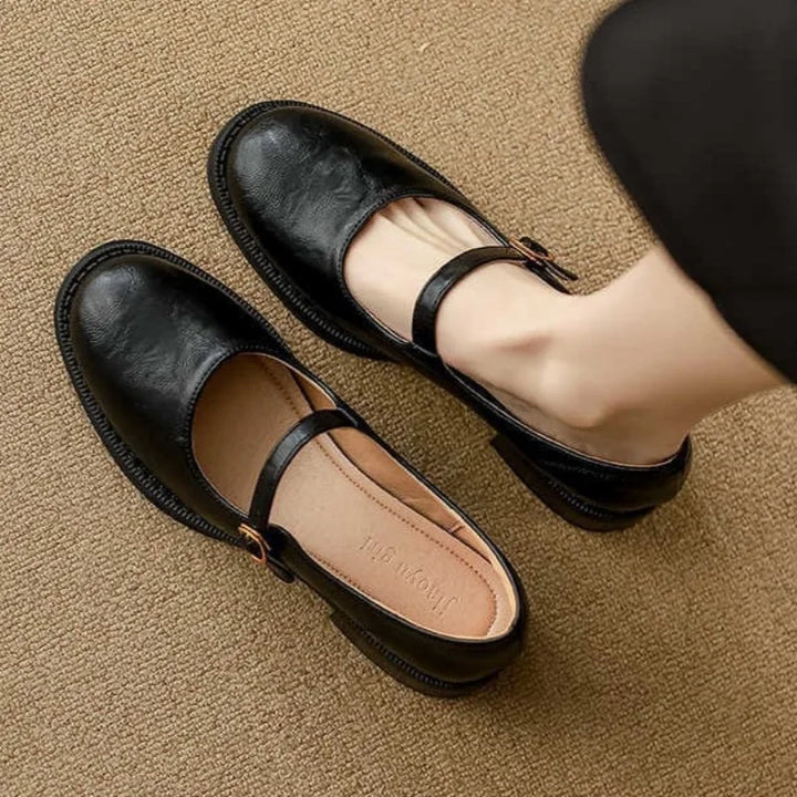 Women's Leather Mary Jane Block-Heel Shoes