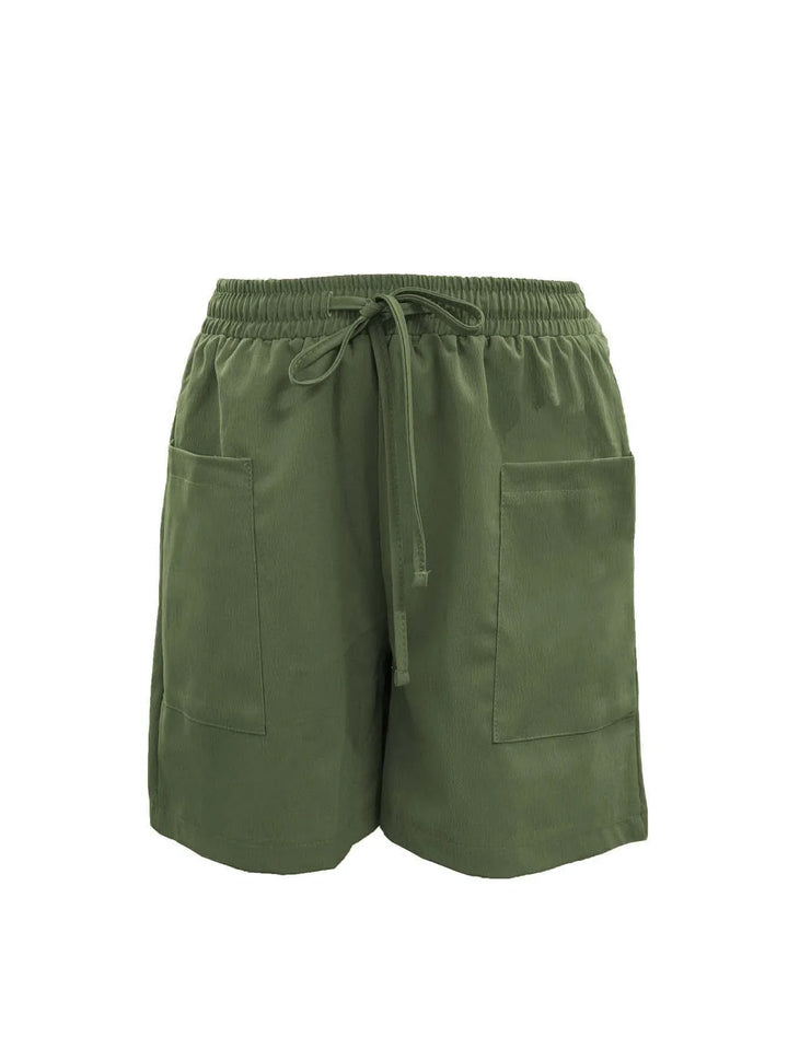 Women's Linen Blend Elastic Waist Casual Bermuda Shorts