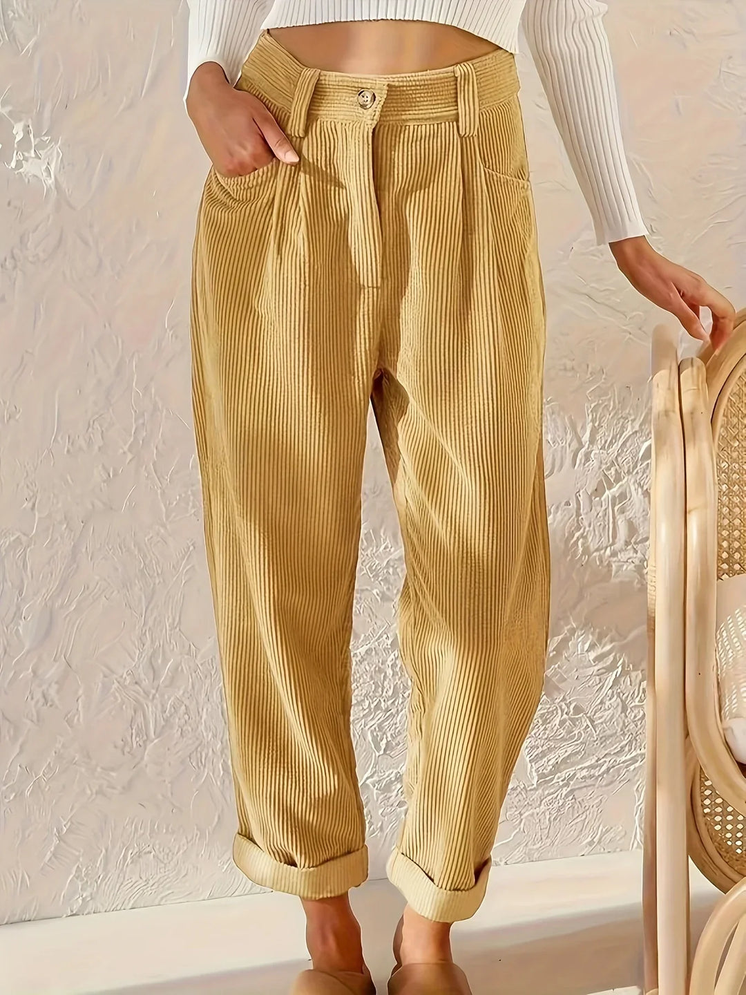 Women's Fleece Lined Corduroy Trousers