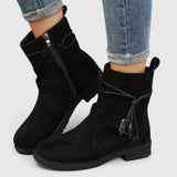 Women's Suede Ankle Boots Flat Casual Round Toe Booties