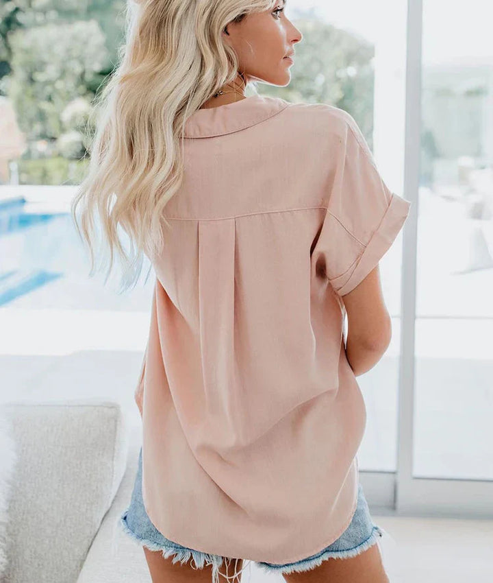 Relaxed Fit Linen Women's Blouse Lightweight Button Up Shirt