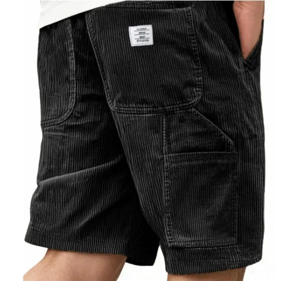 Men’s Corduroy Elastic-Waist Cargo Shorts