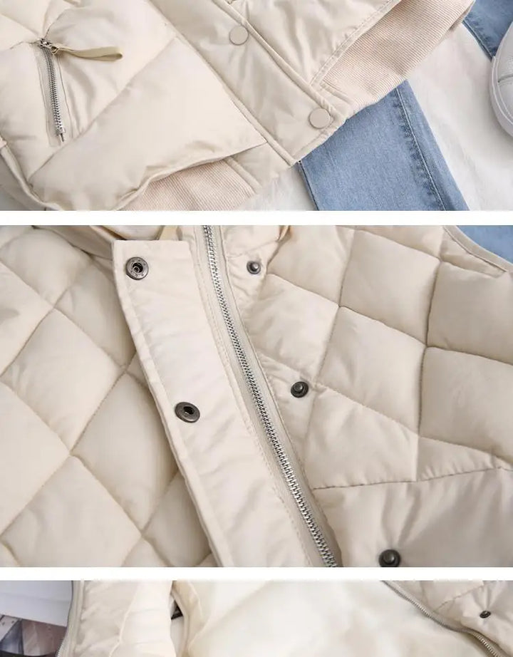 Gilet matelassé sans manches pour femme en nylon, veste d’extérieur rembourrée