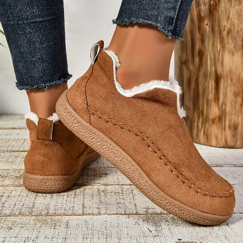 Women's Suede Moccasin Ankle Boots Flat Shoes