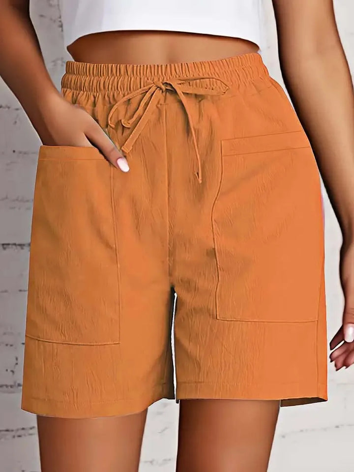 Women's Linen Blend Elastic Waist Casual Bermuda Shorts