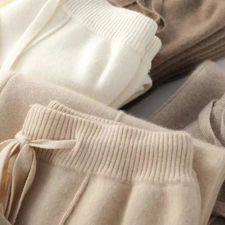 Women's Wide Leg Trousers High Waist Wool Mix Lounge Pants