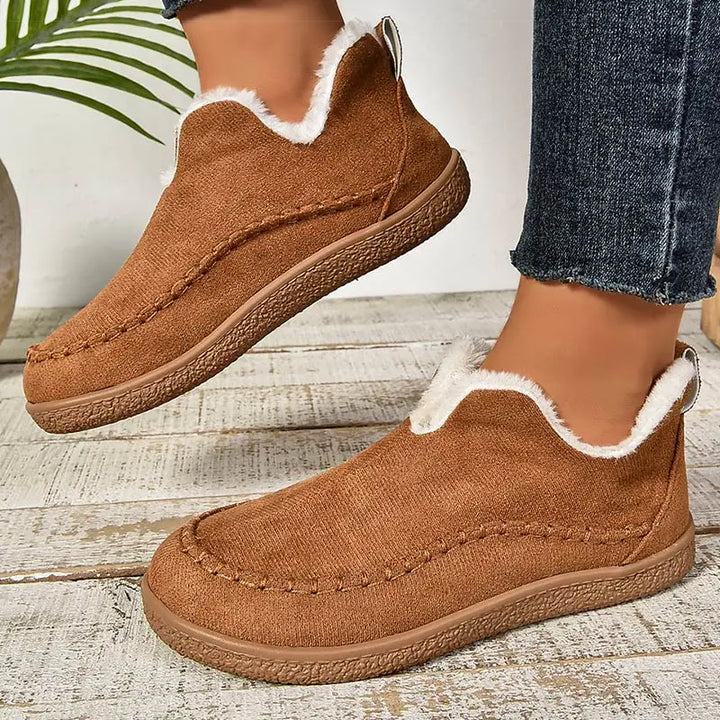 Women's Suede Moccasin Ankle Boots Flat Shoes