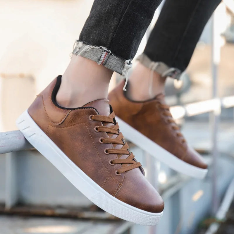 Leather Men's Sneakers Summer Lightweight Casual Walking Shoes