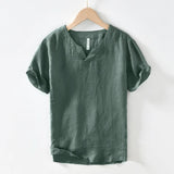 Men’s Linen Blend V-Neck Short Sleeve Shirt