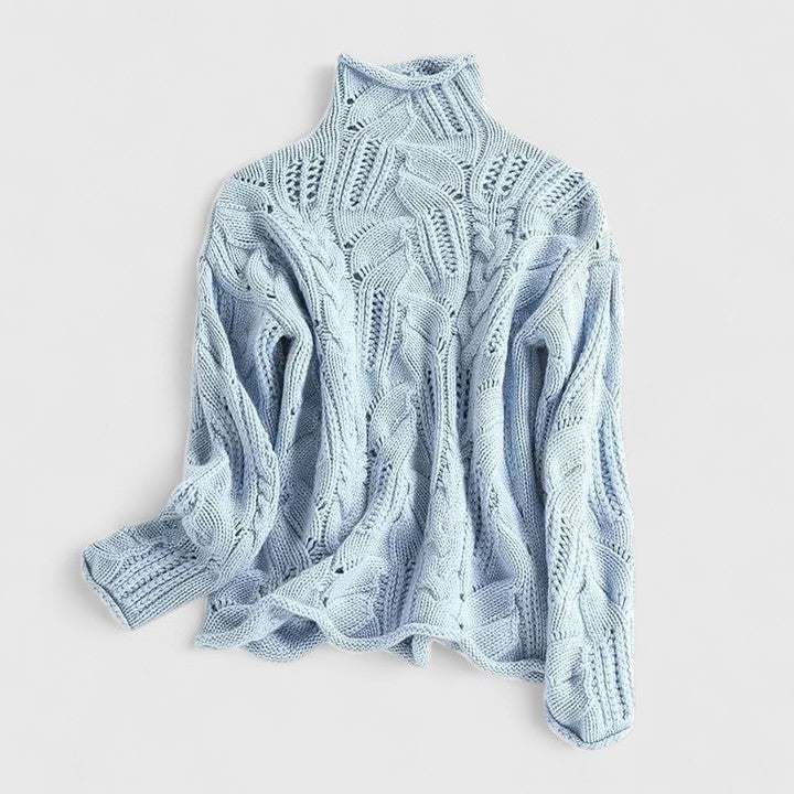 Women's Turtleneck Sweater Cable Knit Wool Jumper