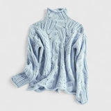 Women's Turtleneck Sweater Cable Knit Wool Jumper