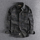 Men's Camo Overshirt Military Casual Long Sleeve Cargo Jacket