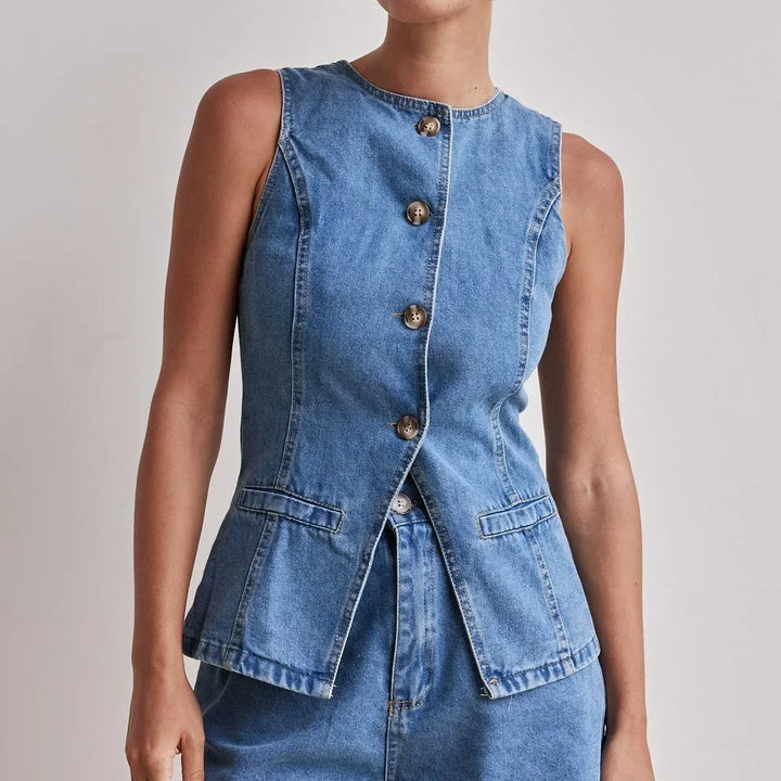 Short en jean pour femme, taille haute, coupe décontractée et ajustée