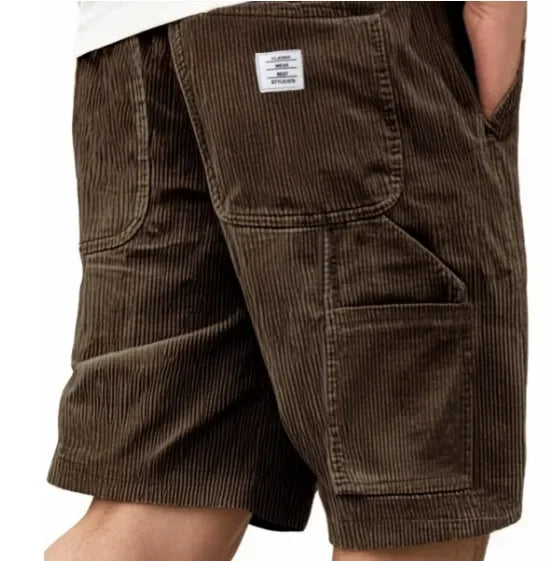Men’s Corduroy Elastic-Waist Cargo Shorts