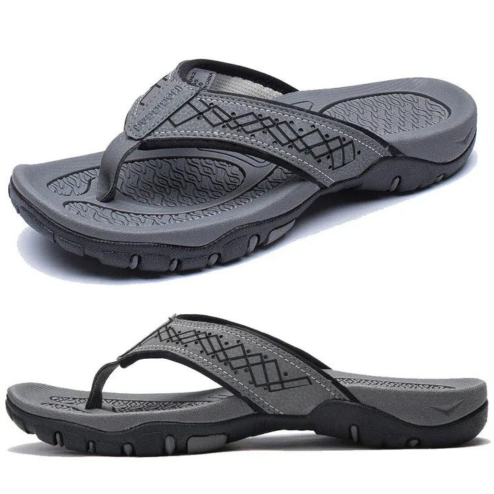 Flip Flops Men's Leather Arch Support Comfort Cushioned Summer Beach Thongs