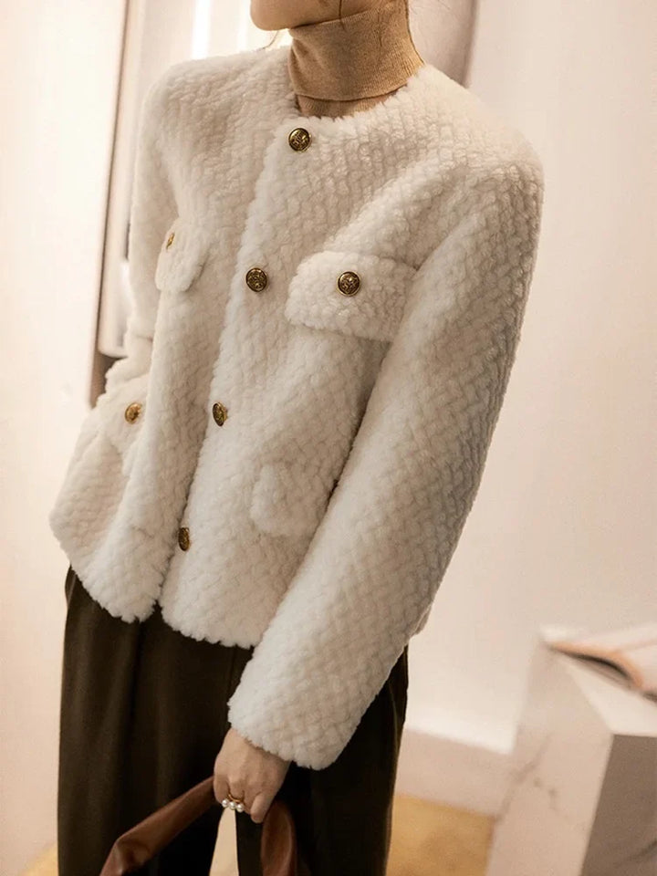 Women's Wool Tweed Jacket Knit Cardigan Outerwear Top