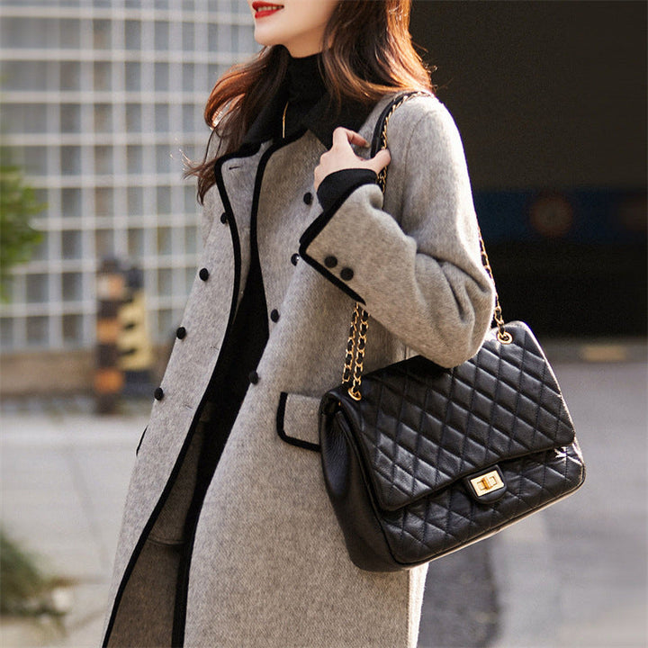 Women's Wool Pea Coat Double Breasted Trench Jacket