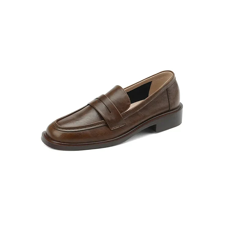 Γυναικεία δερμάτινα penny loafers, επίπεδα casual παπούτσια χωρίς κορδόνια