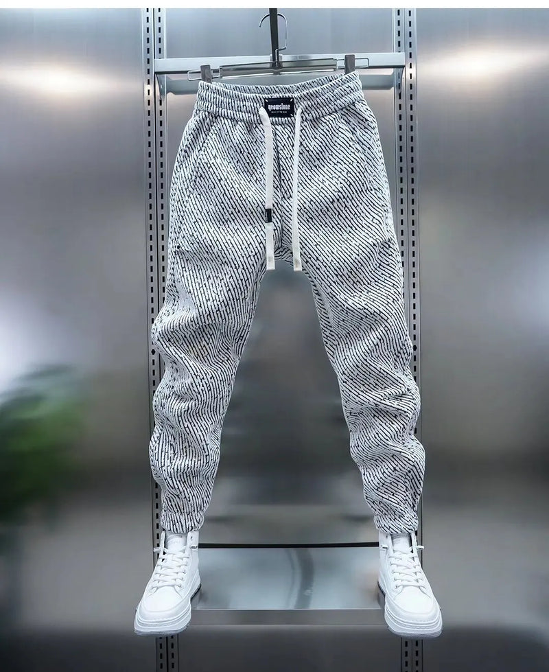 Men's Slim Fit Ribbed Knit Drawstring Jogger Pants