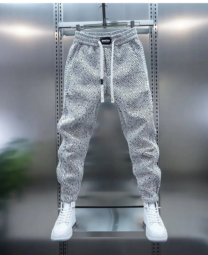 Men's Slim Fit Ribbed Knit Drawstring Jogger Pants