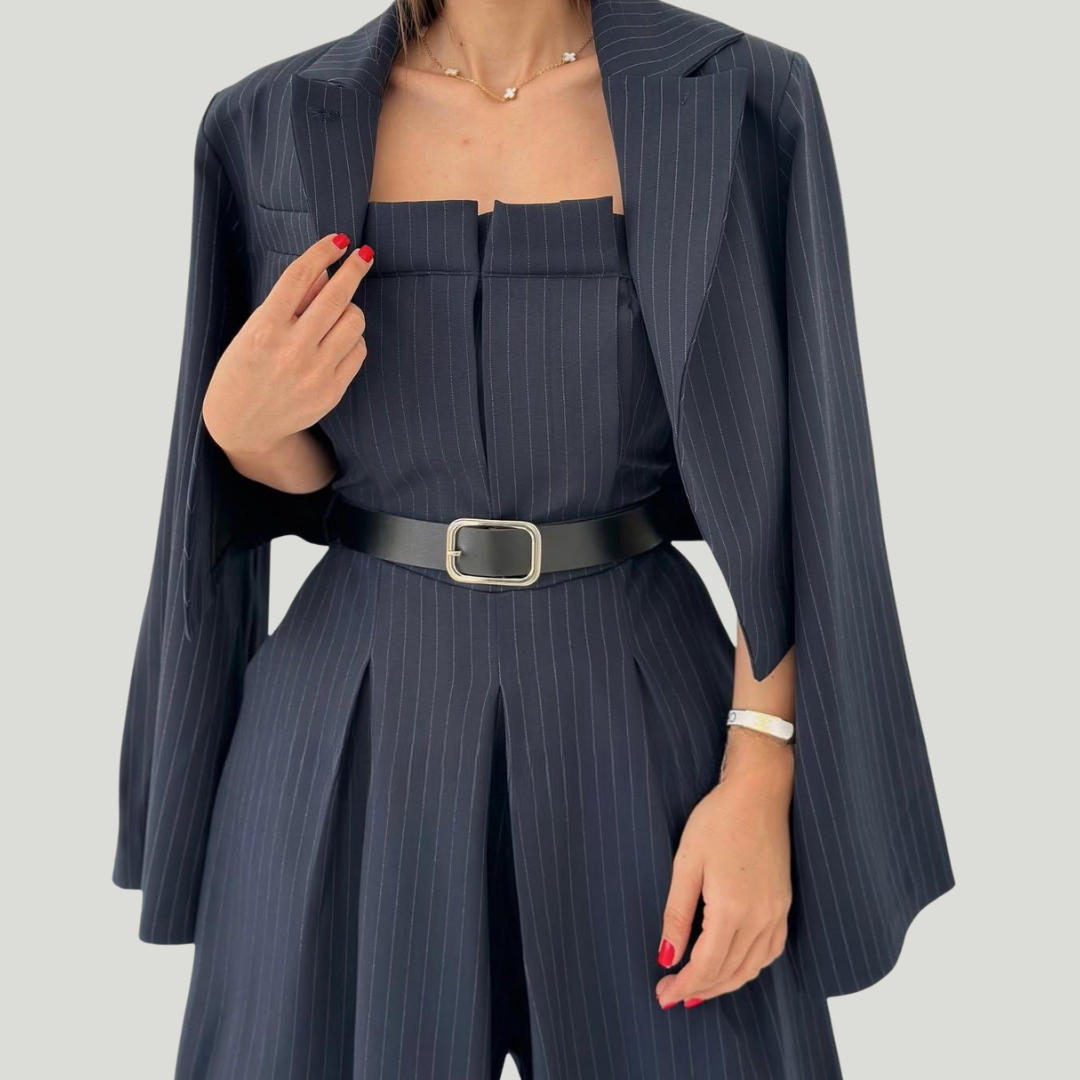 Women’s Knit Wide-Leg Jumpsuit & Blazer Set
