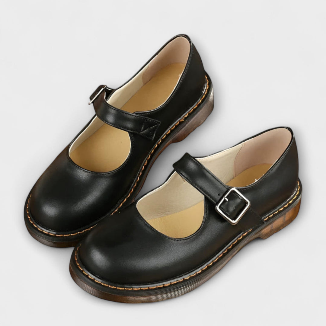 Women's Leather Mary Jane Shoes Buckle Strap Retro Footwear