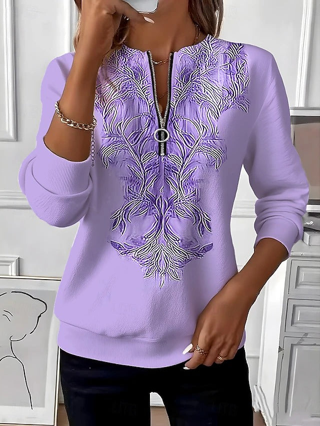Women's Knit Quarter Zip Pullover Sweatshirt