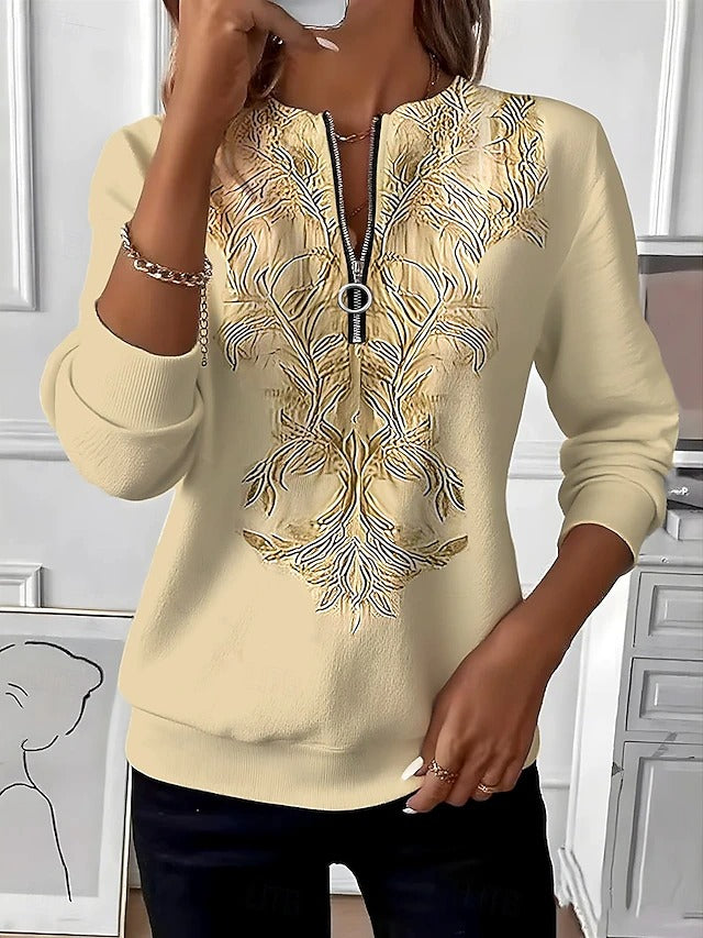 Women's Knit Quarter Zip Pullover Sweatshirt