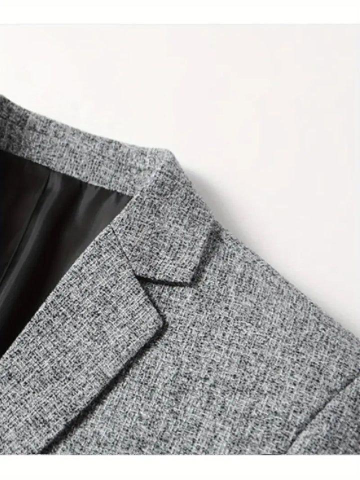 Men's Wool Blend Slim Fit Knit Blazer Suit Jacket