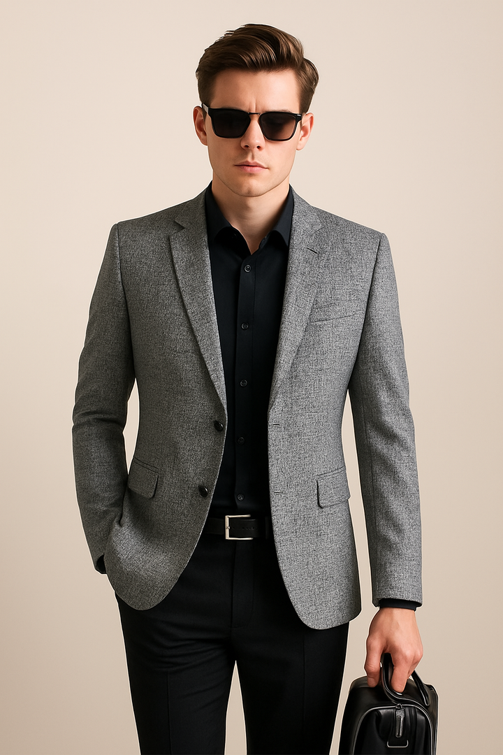Men's Wool Blend Slim Fit Knit Blazer Suit Jacket