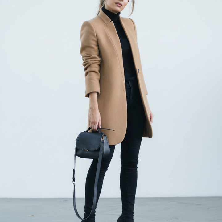 Women’s Wool-Blend Stand-Collar Overcoat