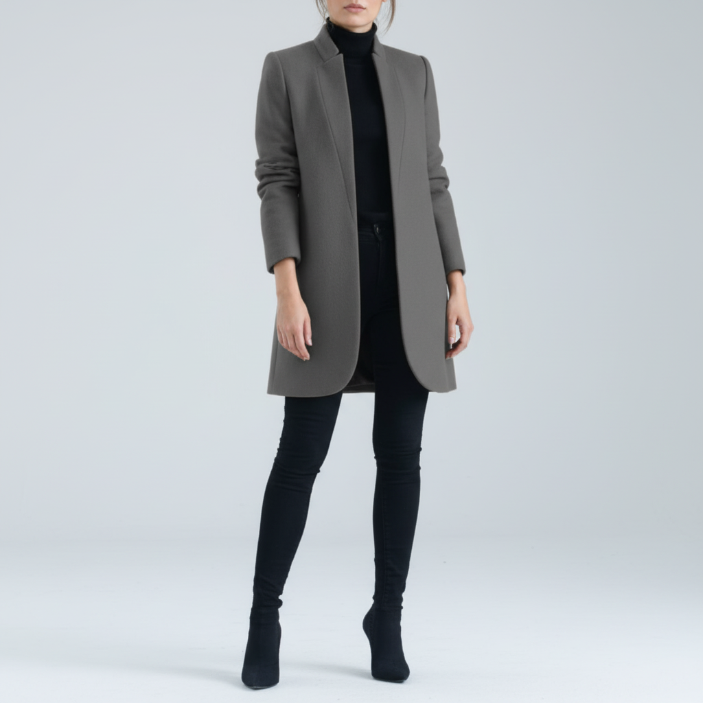 Women’s Wool-Blend Stand-Collar Overcoat
