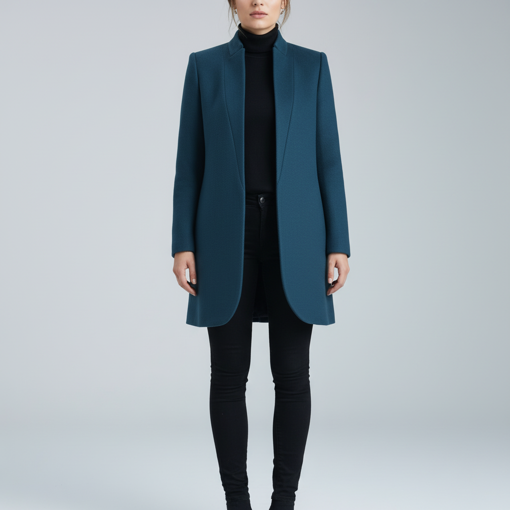 Women’s Wool-Blend Stand-Collar Overcoat