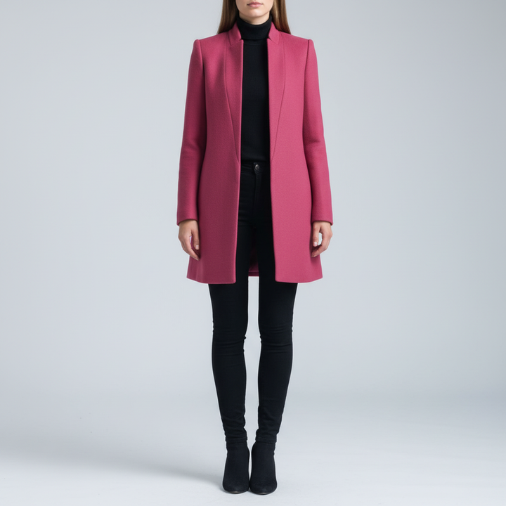 Women’s Wool-Blend Stand-Collar Overcoat