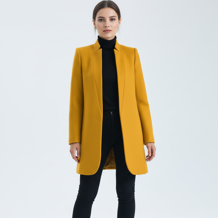 Women’s Wool-Blend Stand-Collar Overcoat
