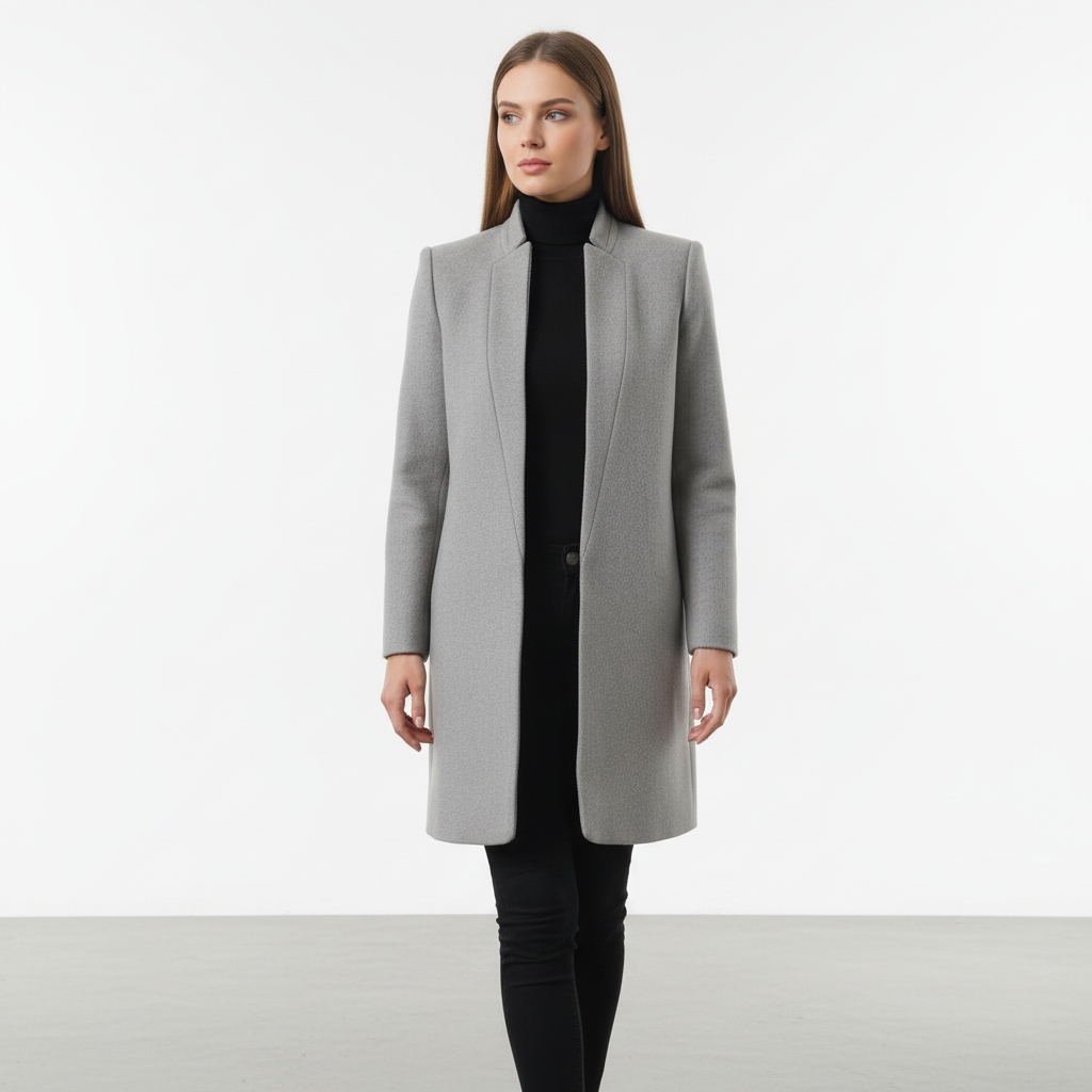 Women’s Wool-Blend Stand-Collar Overcoat