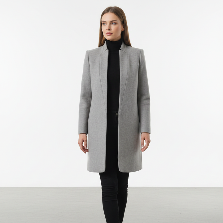 Women’s Wool-Blend Stand-Collar Overcoat