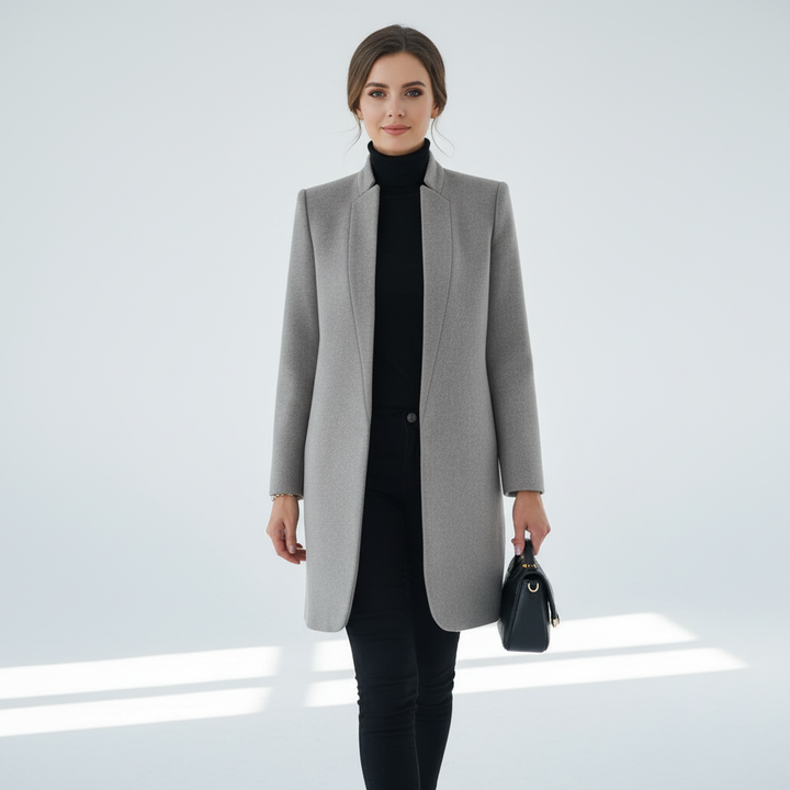 Women’s Wool-Blend Stand-Collar Overcoat