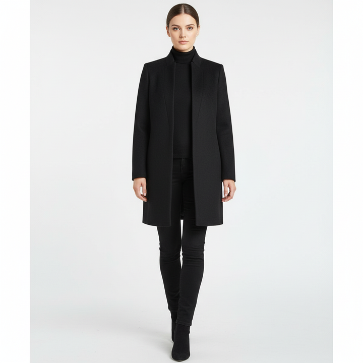 Women’s Wool-Blend Stand-Collar Overcoat