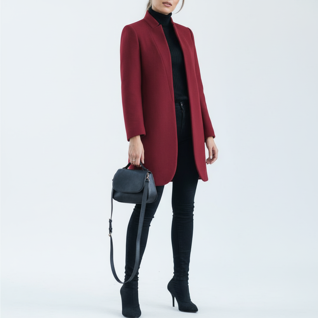 Women’s Wool-Blend Stand-Collar Overcoat
