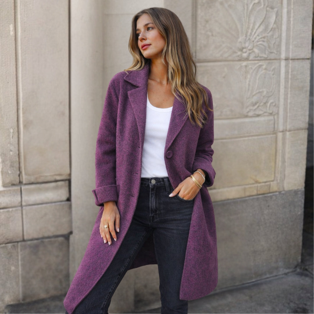 Women's Wool Mix Longline Lapel Coat