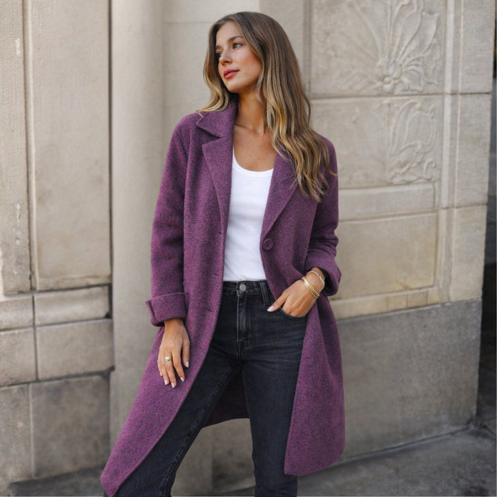Women's Wool Mix Longline Lapel Coat