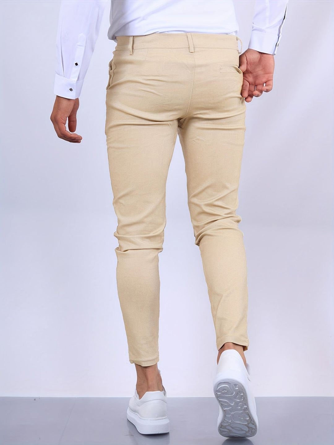 Men’s Linen Blend Tailored Slim-Fit Chino Trousers