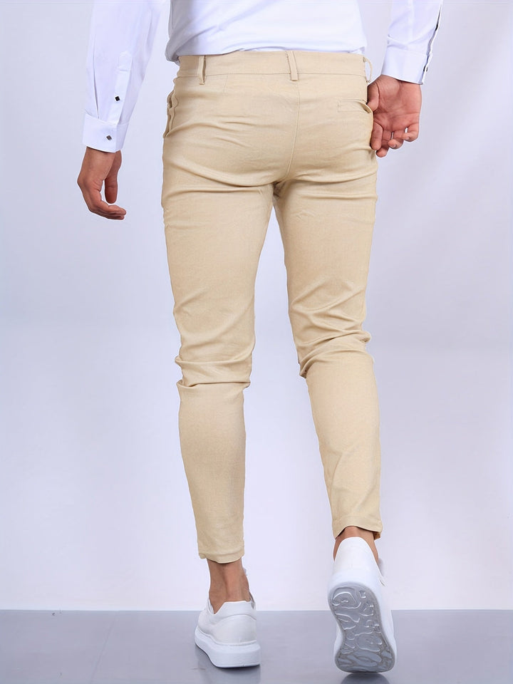 Men’s Linen Blend Tailored Slim-Fit Chino Trousers